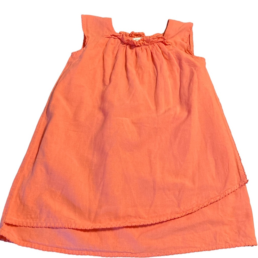 Garnet Hill Kids Sleeveless Coral Linen blend dress, size 8.